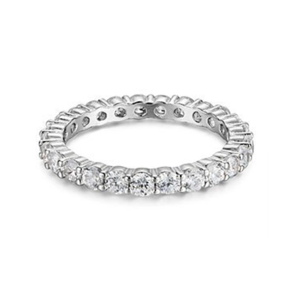 New Sterling Silver & Cubic Zirconia Eternity Band